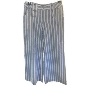 Vintage London Jean Sailor Pants | High Waist Blue & White Striped Chino | Sz 0